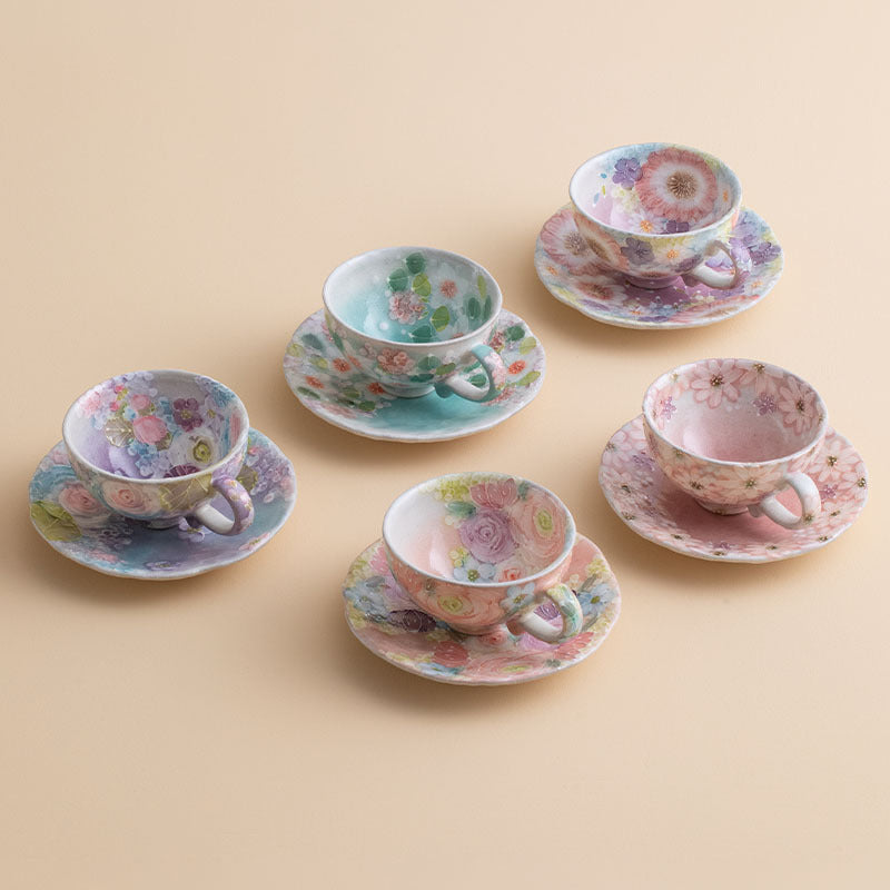 【瀨戶燒 SETO WARE】手繪 繁花 套杯