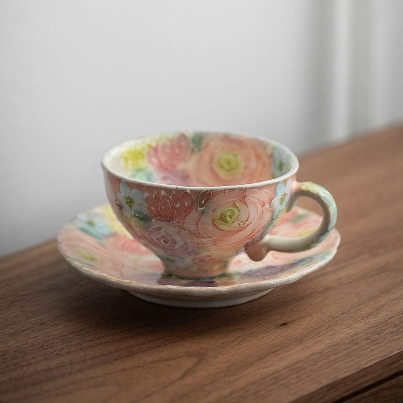【瀨戶燒 SETO WARE】手繪 繁花 套杯