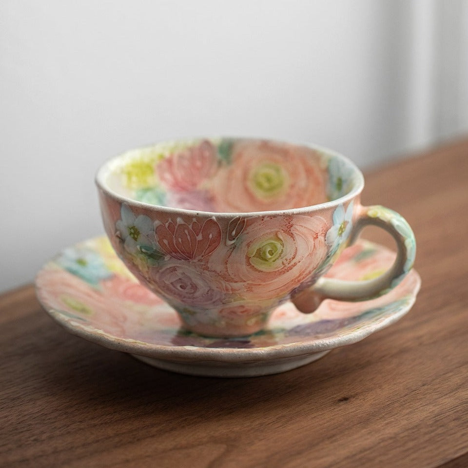 【瀨戶燒 SETO WARE】手繪 繁花 套杯