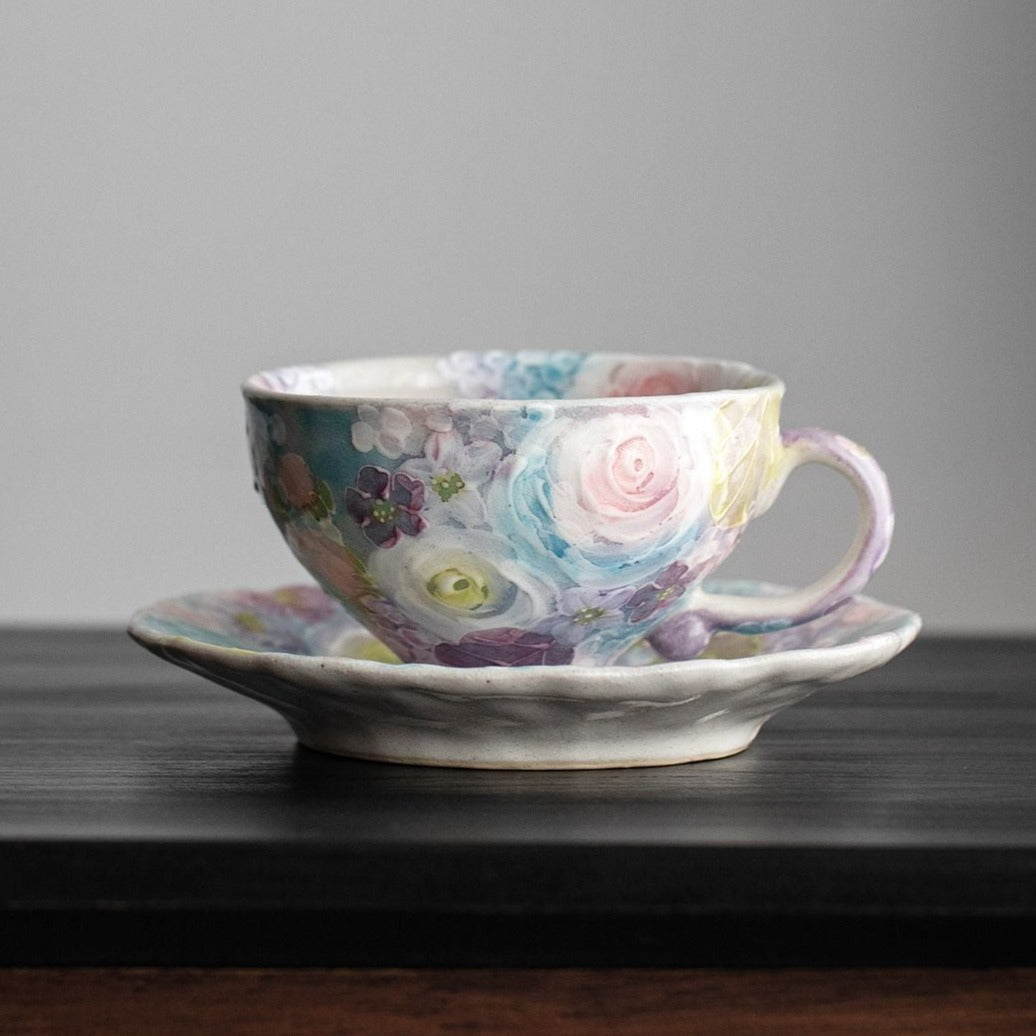 【瀨戶燒 SETO WARE】手繪 繁花 套杯