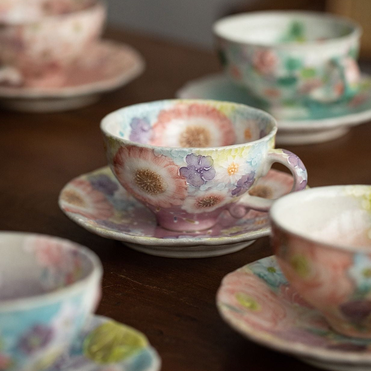 【瀨戶燒 SETO WARE】手繪 繁花 套杯