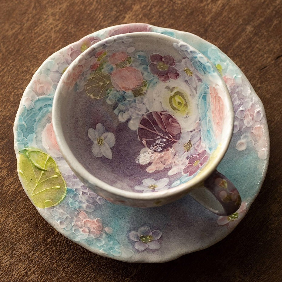 【瀨戶燒 SETO WARE】手繪 繁花 套杯