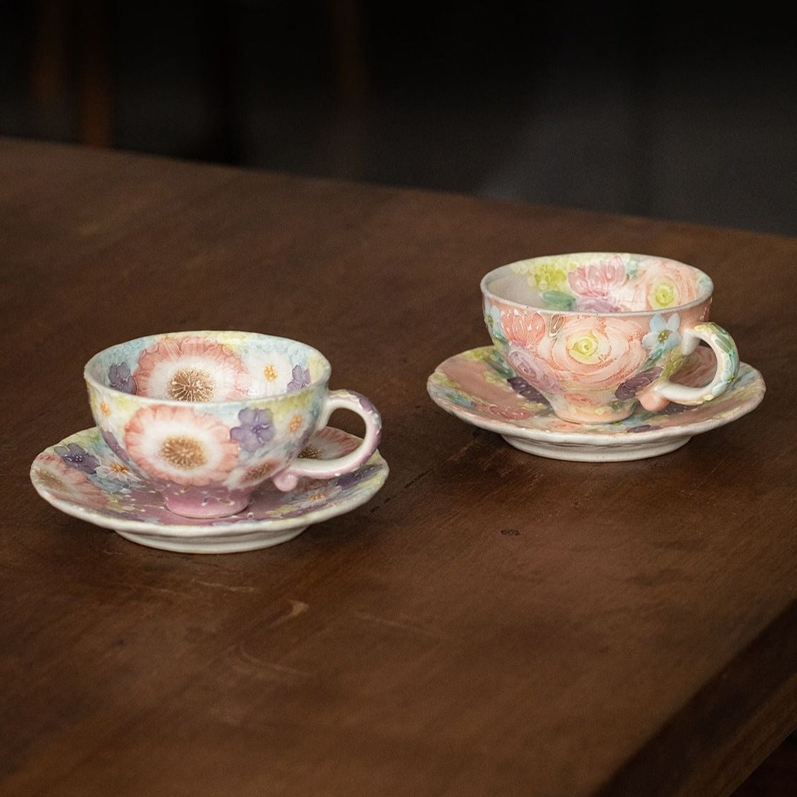 【瀨戶燒 SETO WARE】手繪 繁花 套杯