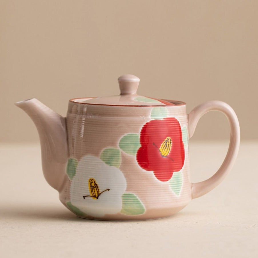 【有田燒 ARITA WARE】粉釉 山茶花 手繪 茶具套裝