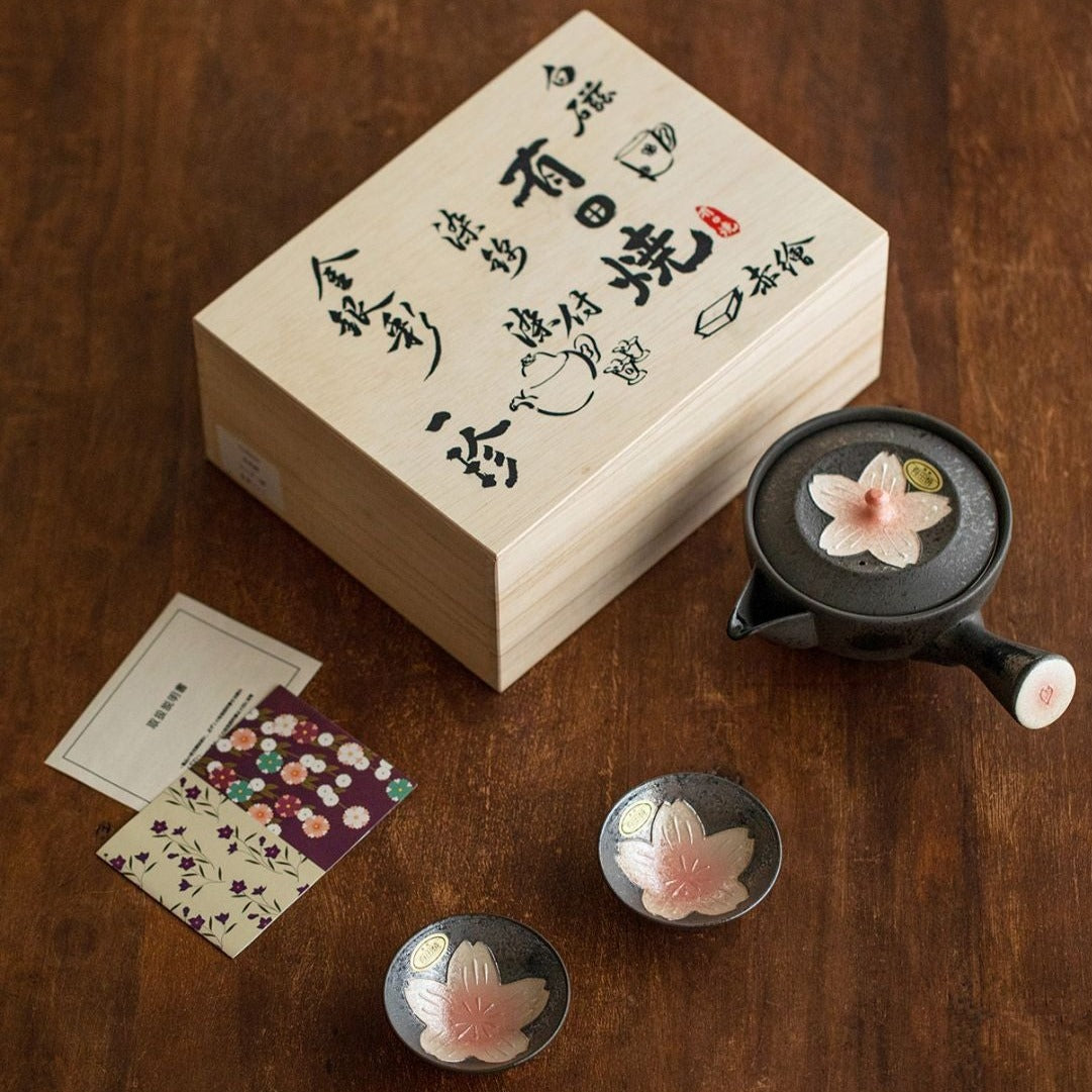 【有田燒 ARITA WARE】櫻花 茶具套裝 木製の箱