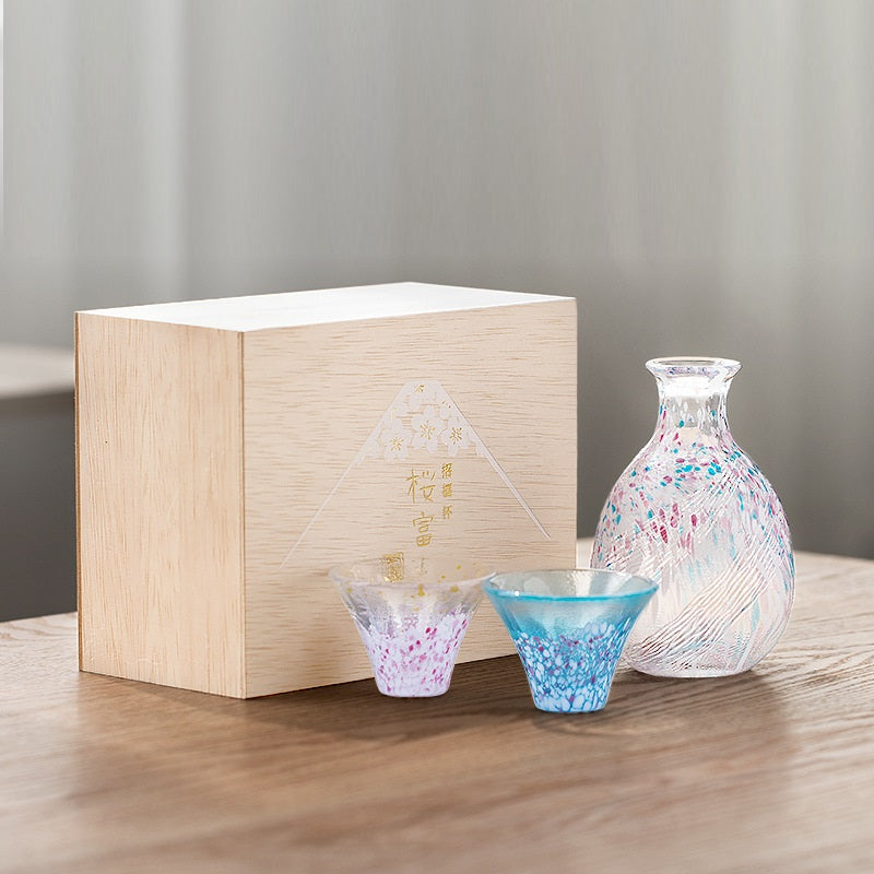 【玻璃製品 GLASS】富士山 樱花 清酒器礼盒