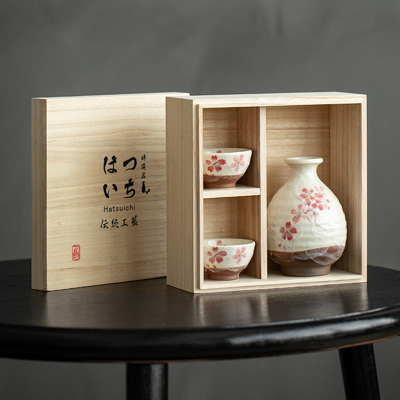 【美濃燒 MINO WARE】一壺兩杯 陶瓷酒具 三件套 木製の箱