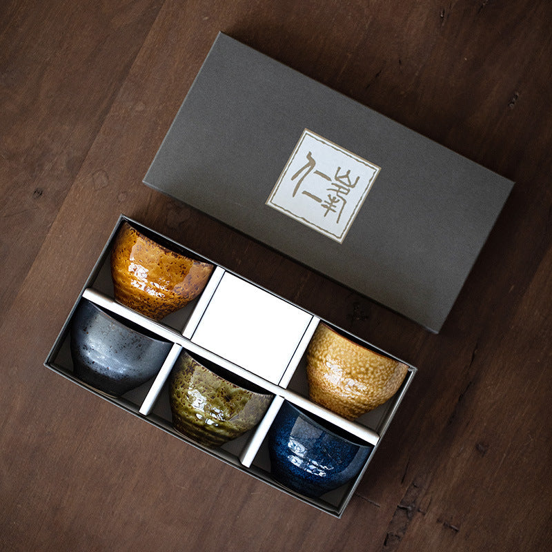 【美濃燒 MINO WARE】秋韻 復古 茶杯 五件套