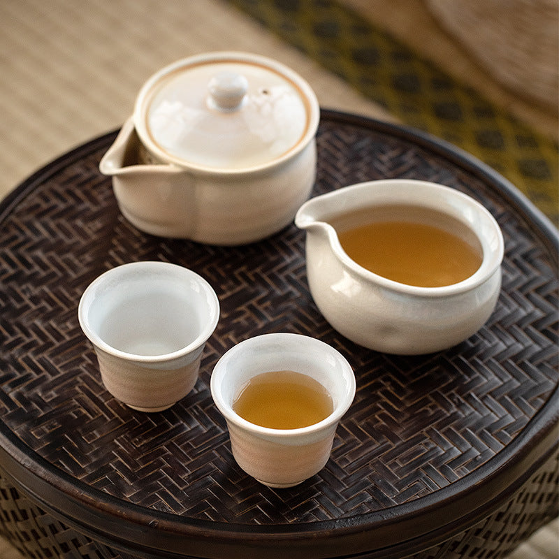 【萩燒 HAGI WARE】禪意冰裂紋理 工夫茶 7件套 木製の箱