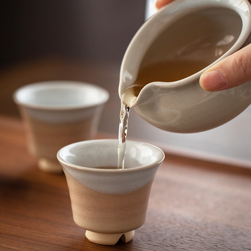 【萩燒 HAGI WARE】禪意冰裂紋理 工夫茶 7件套 木製の箱