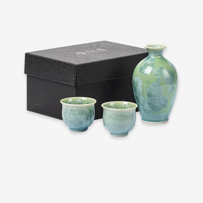【美濃燒 MINO WARE】一壺兩杯 陶瓷酒具 三件套 木製の箱