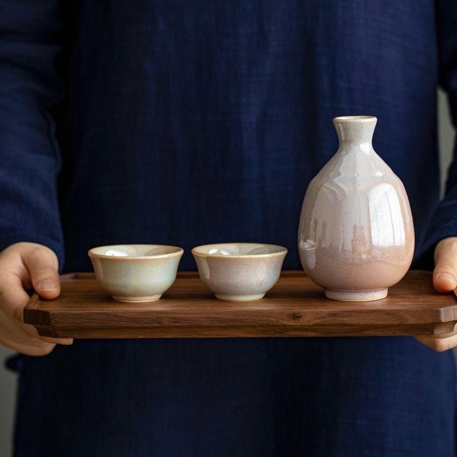 【美濃燒 MINO WARE】一壺兩杯 陶瓷酒具 三件套 木製の箱