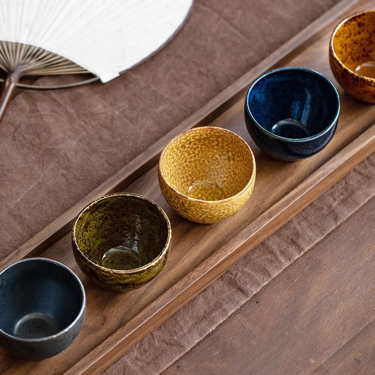 【美濃燒 MINO WARE】秋韻 復古 茶杯 五件套