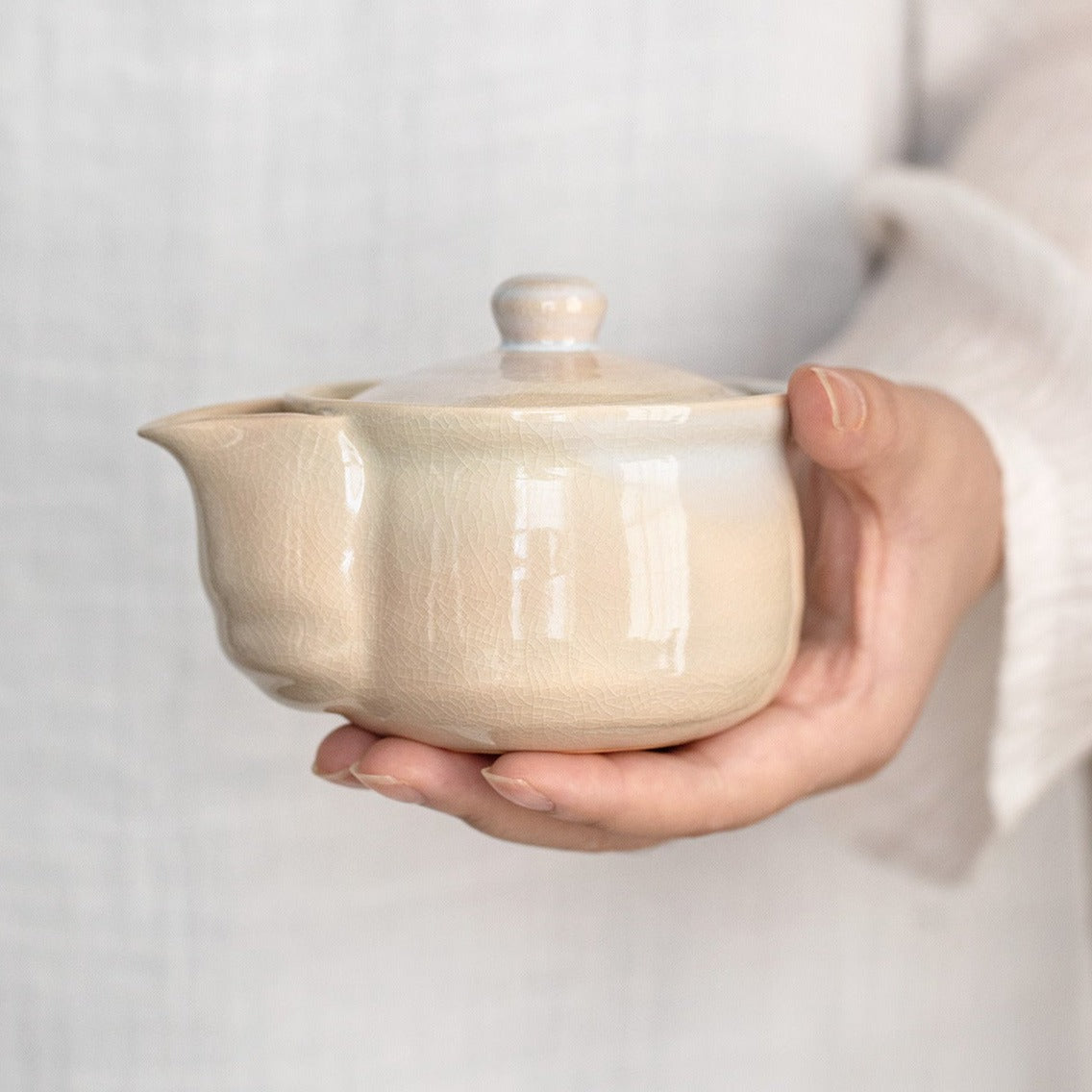 【萩燒 HAGI WARE】禪意冰裂紋理 工夫茶 7件套 木製の箱