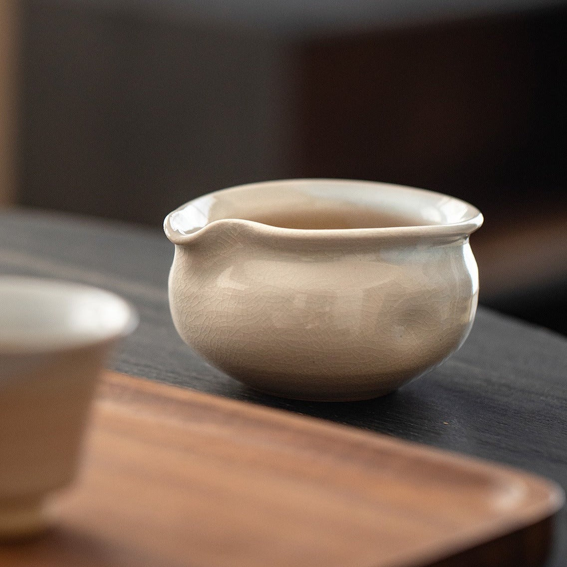 【萩燒 HAGI WARE】禪意冰裂紋理 工夫茶 7件套 木製の箱