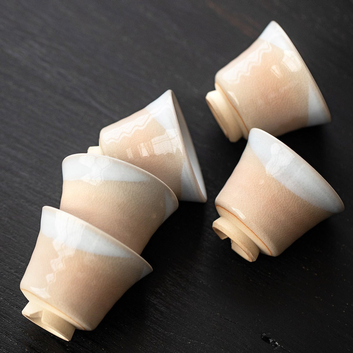 【萩燒 HAGI WARE】禪意冰裂紋理 工夫茶 7件套 木製の箱