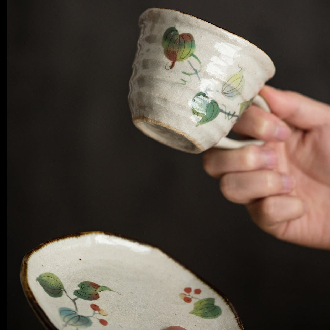 【美濃燒 MINO WARE】葡萄藤蔓 咖啡 套杯