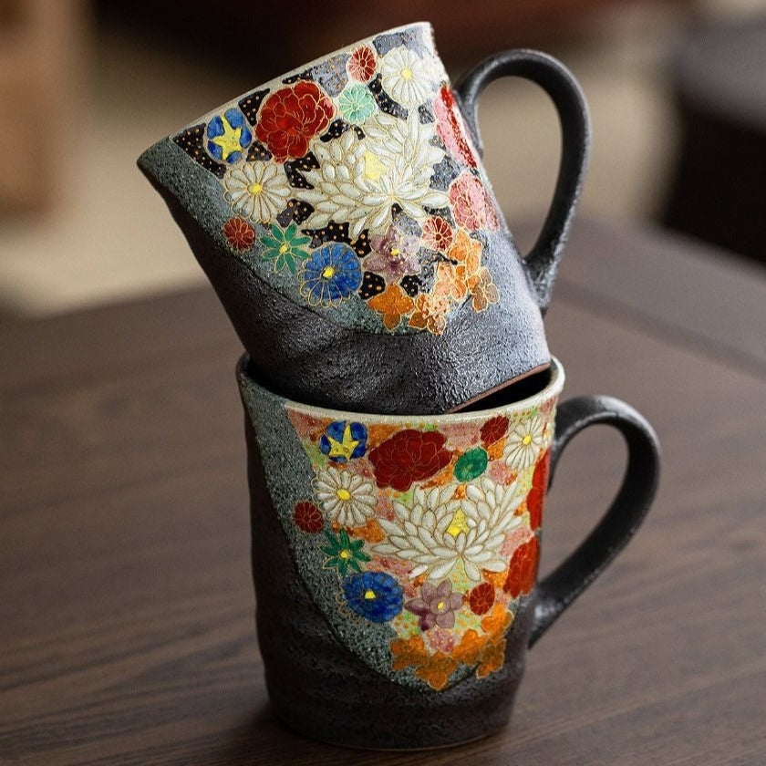 【九谷燒 KUTANI WARE】金花紋 咖啡對杯