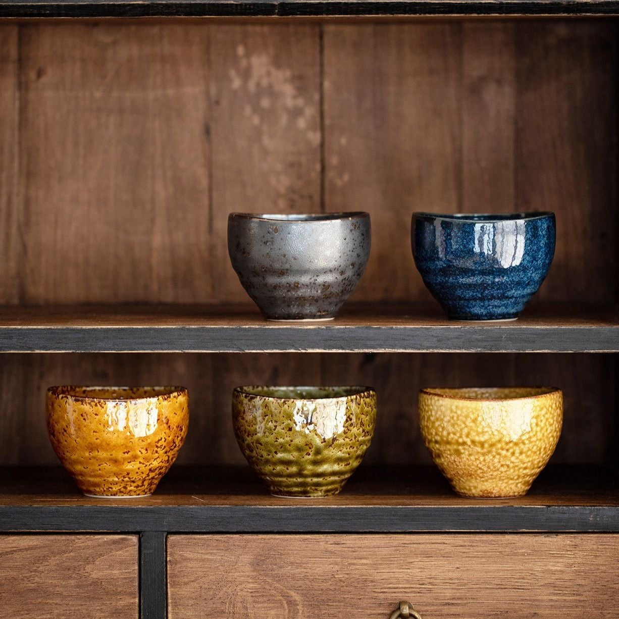 【美濃燒 MINO WARE】秋韻 復古 茶杯 五件套