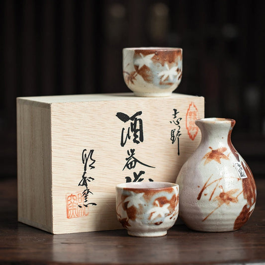 【志野燒 SHINO WARE】楓葉 酒具套裝