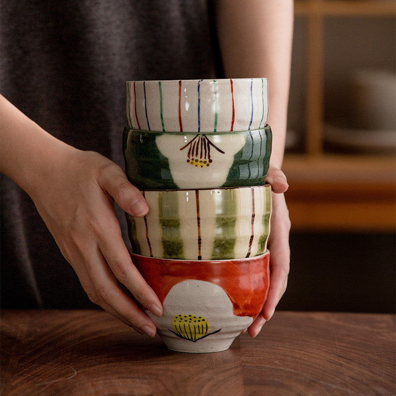 【美濃燒 MINO WARE】手繪 家用湯碗 2 件裝 木製の箱