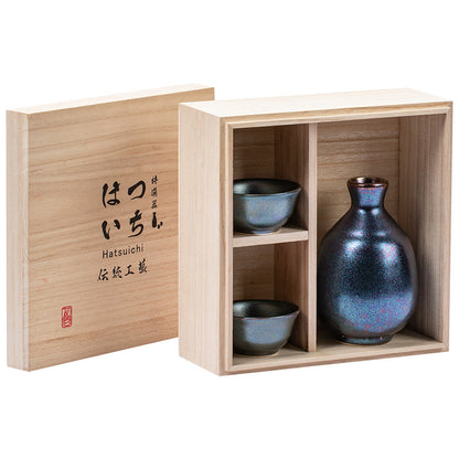 【美濃燒 MINO WARE】一壺兩杯 陶瓷酒具 三件套 木製の箱