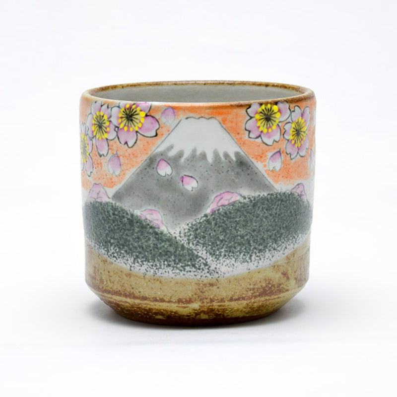 【九谷燒 KUTANI WARE】富士山櫻花 手繪水杯
