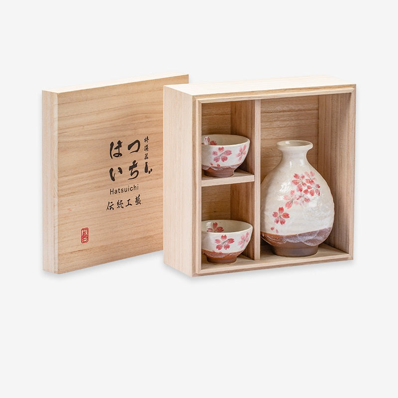 【美濃燒 MINO WARE】一壺兩杯 陶瓷酒具 三件套 木製の箱